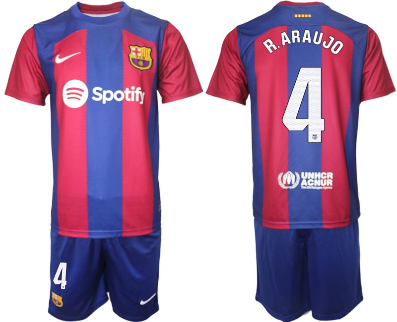 Men 2023-2024 Club Barcelona home red #4 Soccer Jersey